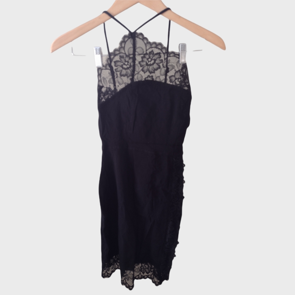 Free People Black Lace Mini Dress